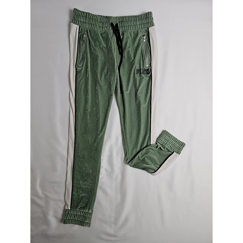 Victoria's Secret Track‎ Pants Women XS  Sage Green Velour Lounge Joggers
